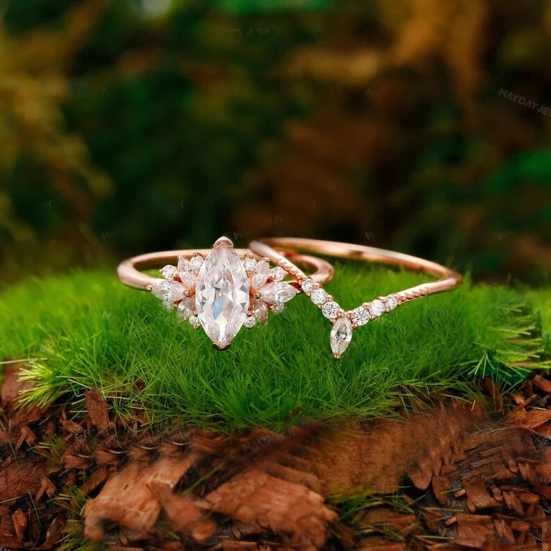 Double band shop marquise ring