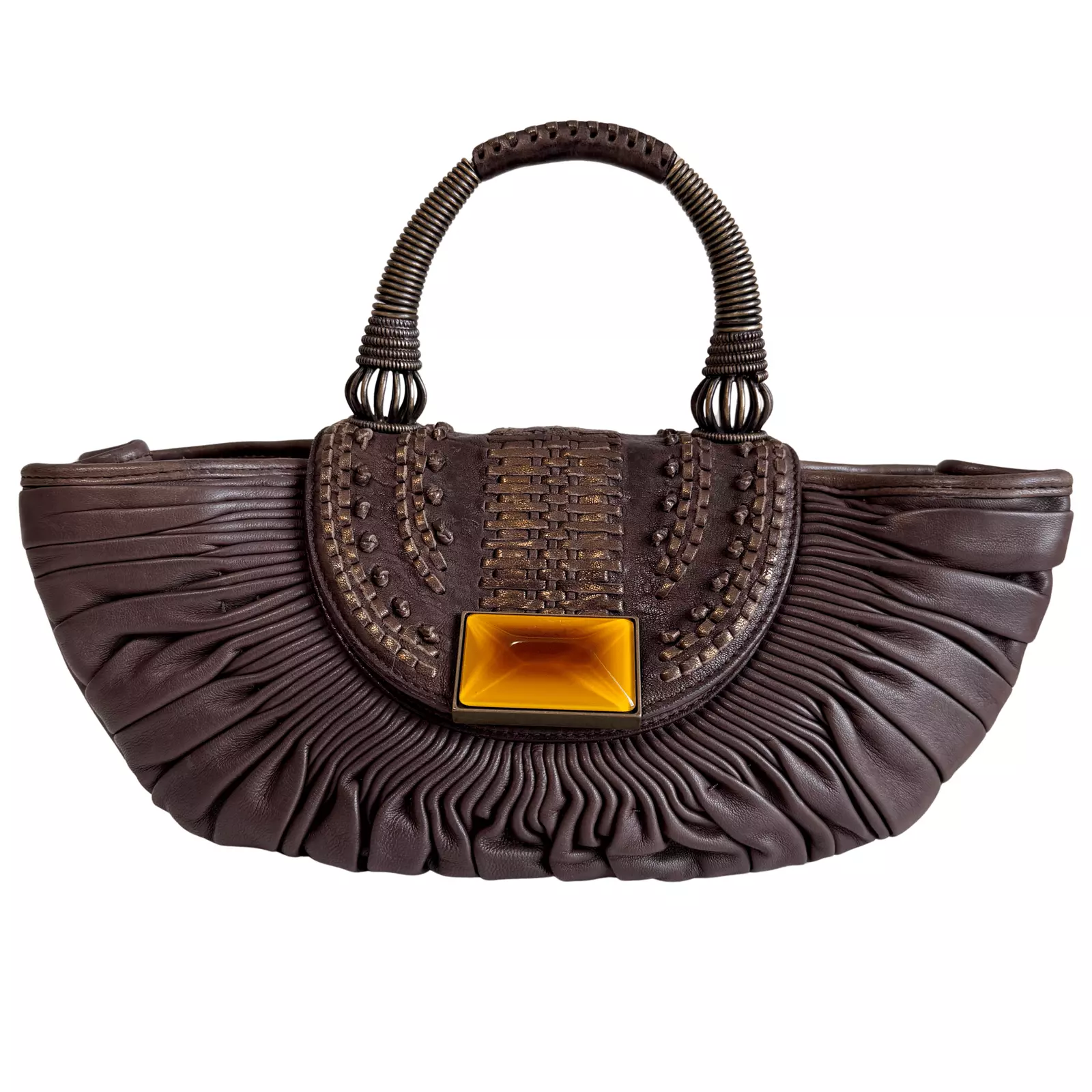 Sac DIOR vintage Dior en cuir marron avec poignée supérieure