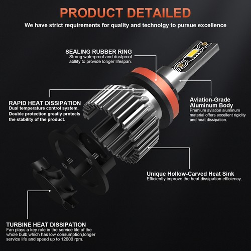 For 2007-2018 Nissan Altima Combo LED Headlight High/Low Fog Light Bulbs Kit V2T - Picture 6 of 14