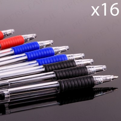 16 x Druckkugelschreiber MIT GUMMIGRIFF Biro Schreiben Büro/Schule/Arbeit