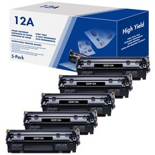 5 PACK Q2612A Toner Cartridge for HP 12A LaserJet 1020 1022 1018 1012 M1319 3050