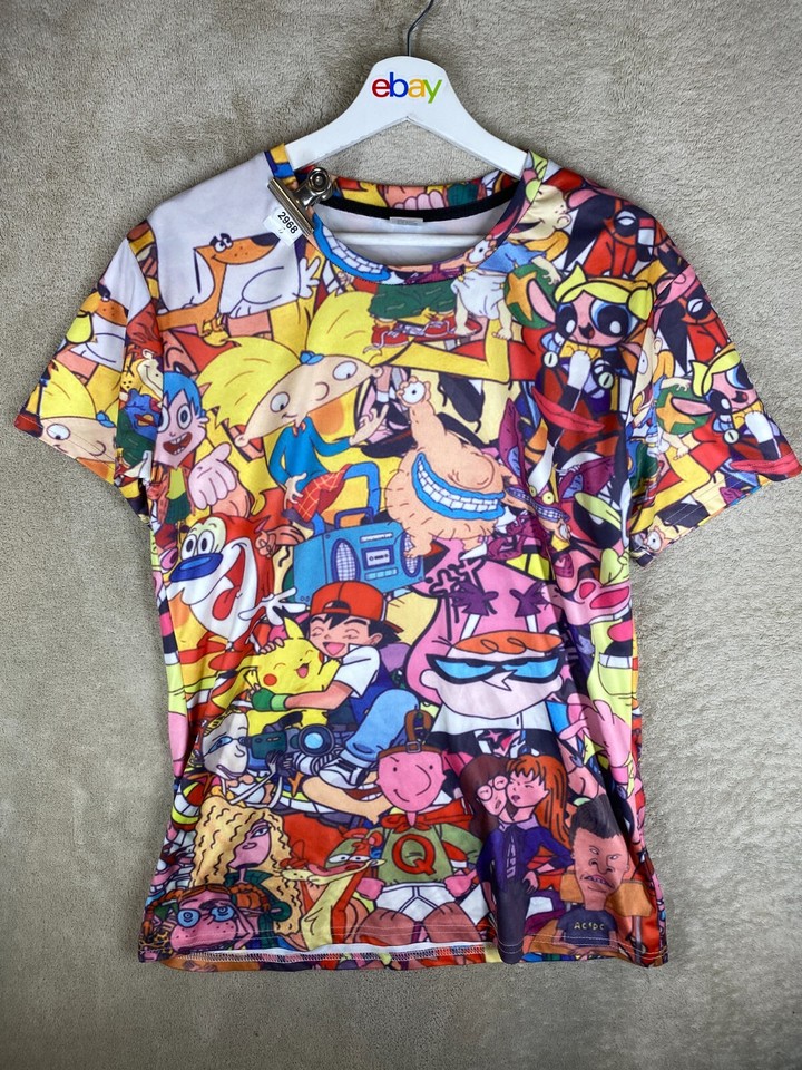 PRE SHRUNK Anime T-Shirts Tee Top Size L Womens Multicoloured Short Sleeve