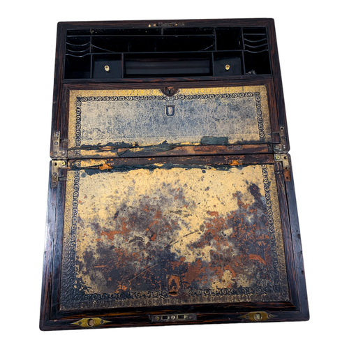 Victorian huge coromandel writing slope mother-of-pearl inlay, fitted handles - Picture 9 of 17