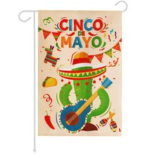 G128 Garden Flag Cinco De Mayo Cactus Double Sided 12"x18" Blockout Fabric