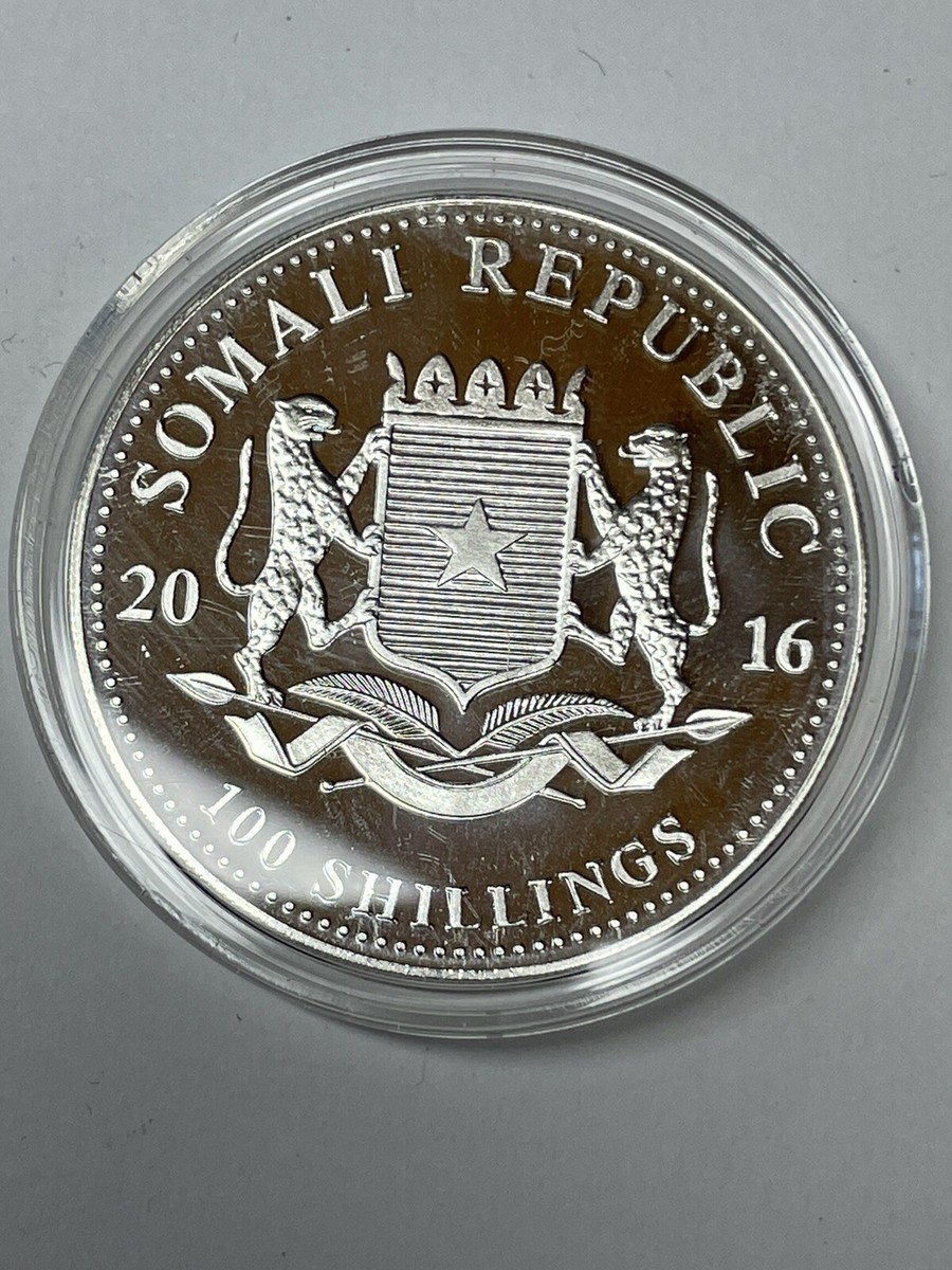 2016 Somalian African Elephant 1 Ounce .999 Fine Silver Coin
