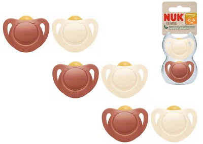 NUK for Nature Latex 6x Schnuller Beruhigungssauger gr 0 - 6 M beige / rot