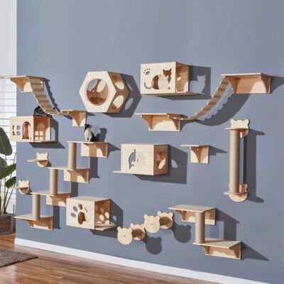 Cat Wall Climbing Shelf Wall Mounted Step Stairway with Sisal Rope Scratching