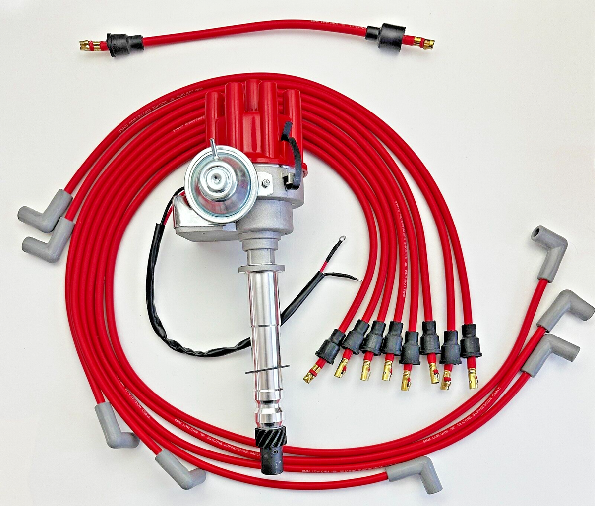 CHEVY SB 327 350 RED FEMALE Small Cap HEI Distributor + WIRES