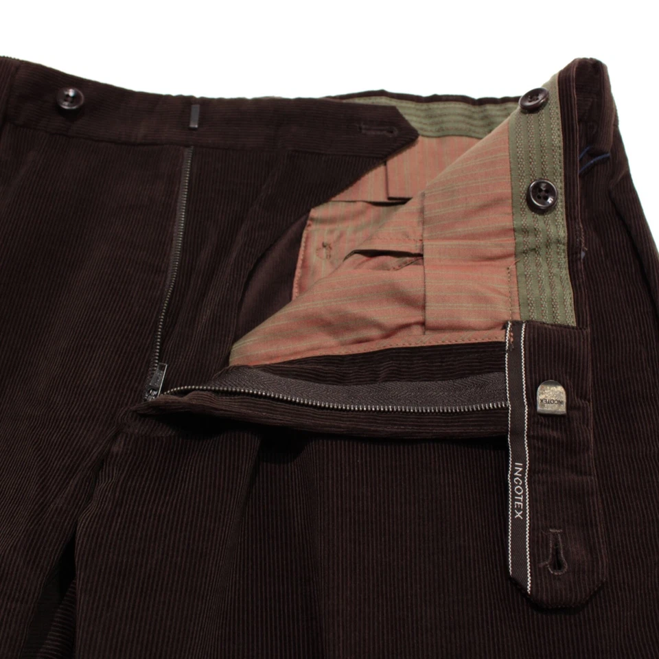 Incotex новый с Ярлыками вельвет Chinos / повседневные брюки размер 35 США твердый коричневый хлопок смесь - Изображение 3 из 4