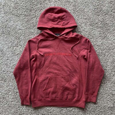 Bianca Chandon Spellout Brick Red Hoodie Sweatshirt Size Medium Rare 2018