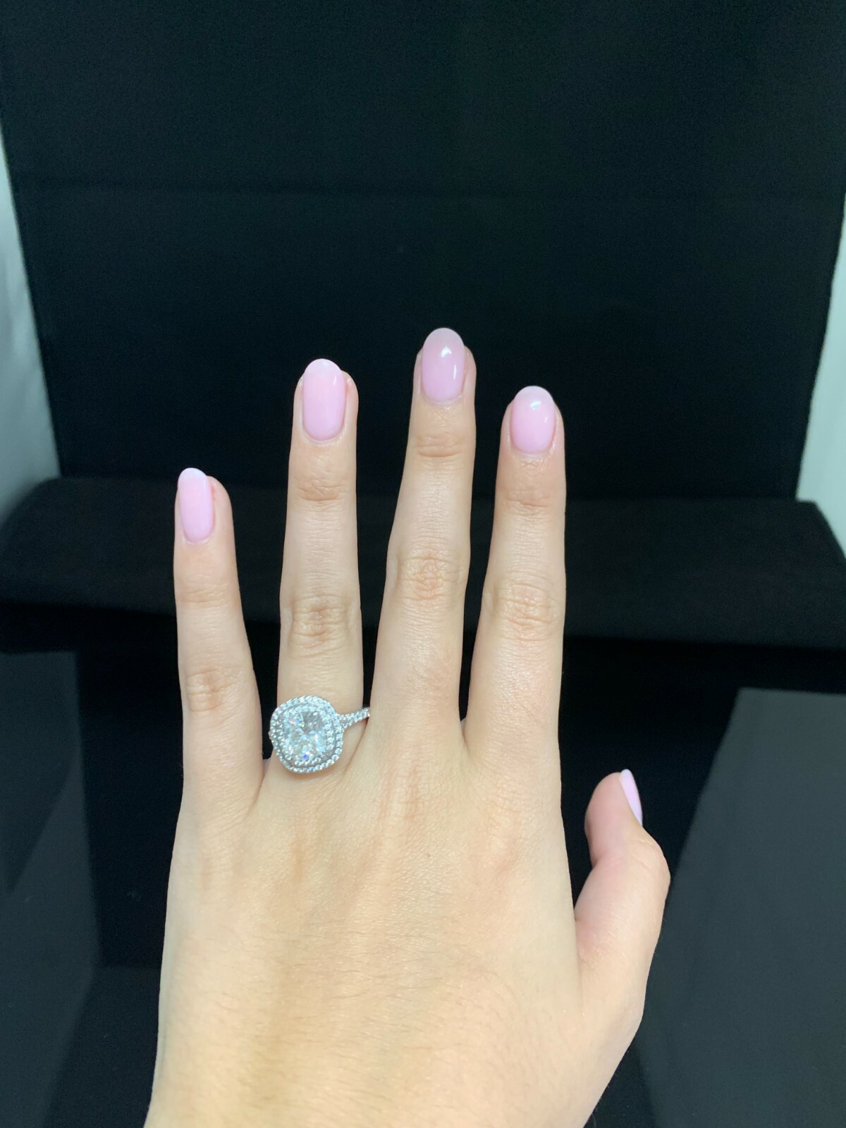 Tiffany & Co. Platinum "soleste" Double Halo Diamond Ring Cushion 2.78ct, image 3 of 6