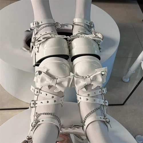 Niñas Lindos Zapatos Lolita Dulce Lazo Tacones Altos Plataforma Princesa Juegos con disfraces Mary Jane - Imagen 6 de 11