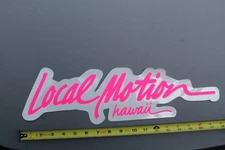 LOCAL MOTION Hawaii Surf Clear Neon Pink Sexy 80's LM1 Vintage Surfing STICKER