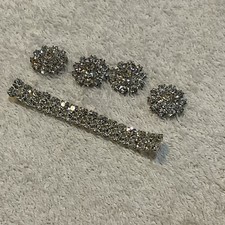 Vintage Button Set Mid Century Rhinestone Crystal Cluster Buttons Very Nice