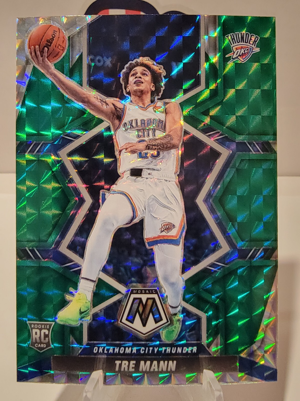 2021-22 Panini Mosaic Green Mosaic Prizm Tre Mann #212 Rookie RC Thunder