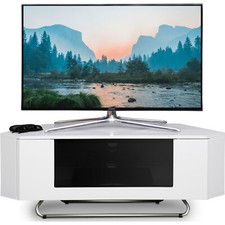 Homeology Hampshire Gloss White BeamThru 26"-50" LED TV Corner Cabinet