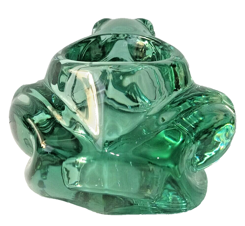 Indiana Glass Heavy Green FROG Votive Candle Holder Paperweight 4.75 long - Picture 7 of 13