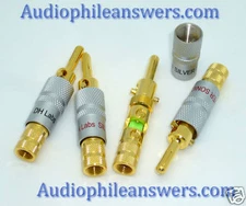 DH Labs Silver Sonic Small GOLD Locking Bananas for 10-14 AWG wire Set of 4 DIY