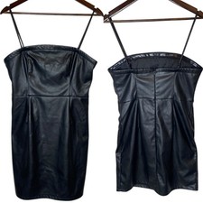 NA-KD Faux Leather Mini Dress PU Bandeau Removable Straps Black size 40 / Large