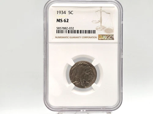 1934 NGC MS62 U.S. Mint Buffalo Nickel **Solid Specimen** 82-032