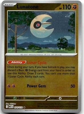 Pokemon Lunatone Mega Evolution MEG #074/132 Rare Reverse Holo NM QUANTITY SALE!