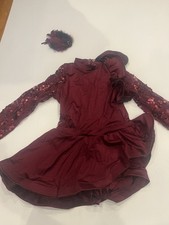Weissman Burgundy Sequin Long Sleeve Dance Leotard with Headpiece