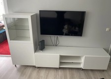 TV-lovboard Fernsehschrank / Weiß /  Zweiteile 180x49cm 60x128cm