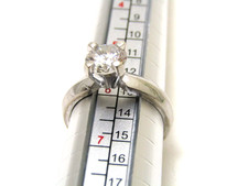 Vtg 925 Sterling Silver Cubic Zirconia Wedding Engagement Band Ring Size 6 3.4g