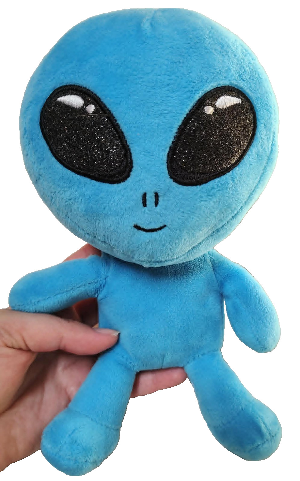 Nanco Blue Alien with Large Head & Big Black Sparkly Eyes 8" Plush Stuffed Toy