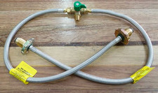 CARAVAN BRAIDED GAS PIGTAIL KIT CHANGEOVER TWIN CYL POL-1/4 INV FLARE 450MM