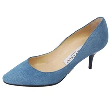 Jimmy Choo PUMPS Suede Leather HEELS Shoes Womens 35 (22cm) Blue Used MOLO-0