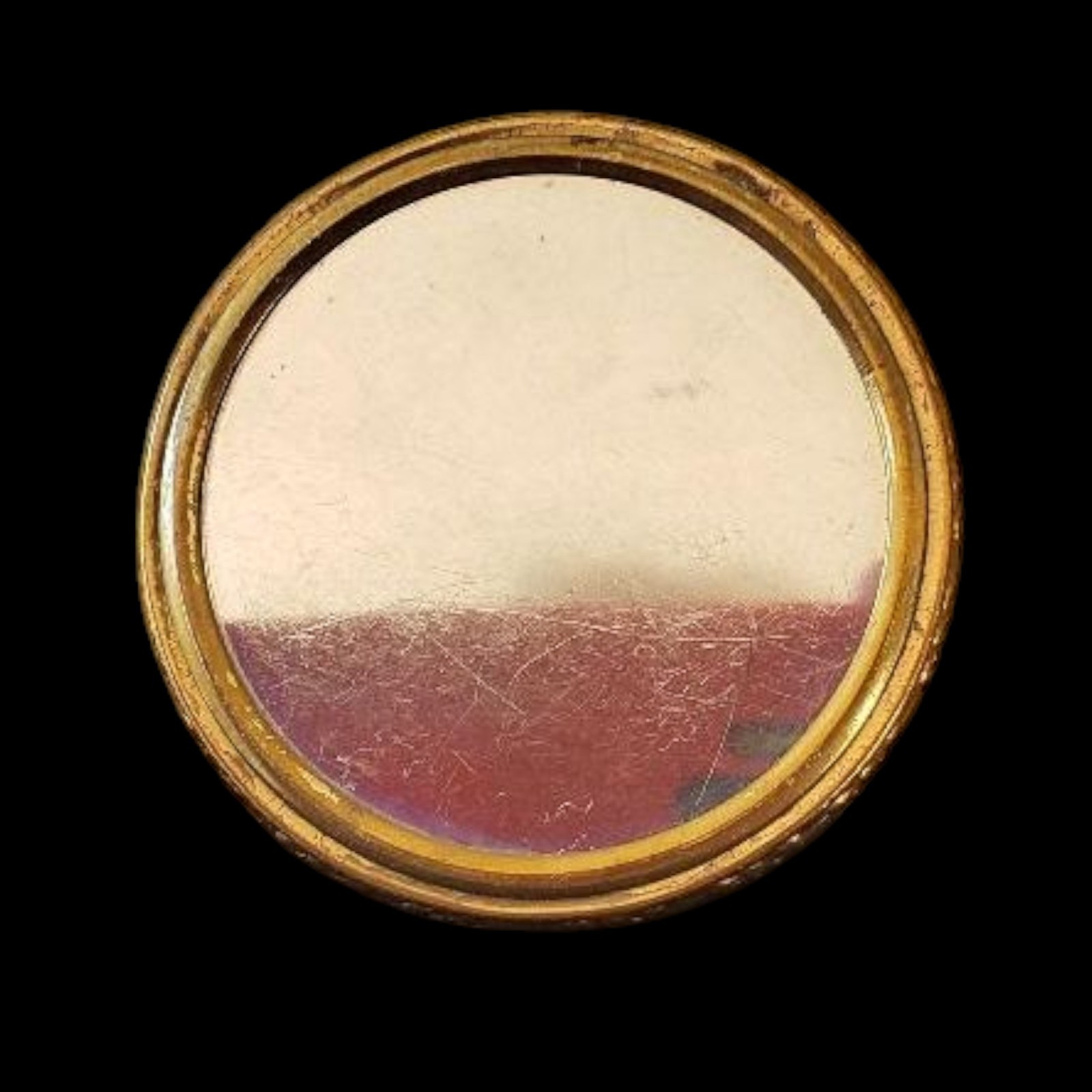 Vintage 20s Blue Guilloche Enamel Rouge Powder Compact - Some Rouge Present