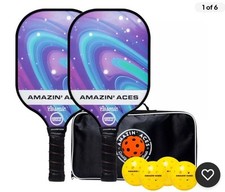 Pickleball Paddles Set of 2, Cosmic Pickleball Rackets w/ 4 Pickleball Set NEW