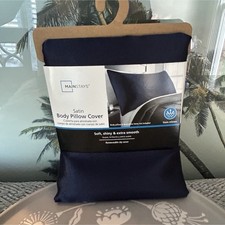 Mainstays Satin Body Pillow Cover 20x52 Navy Polyester, Zip Closure