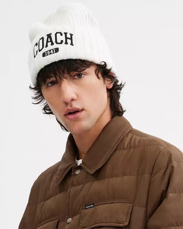 NWT Coach 1941 Embroidered Knit Beanie Wool CU806 Chalk White