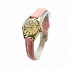 RADO Vintage Gold Watch 1060452 Calendar Leather Band For Repair