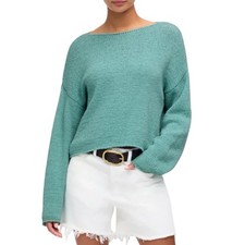 Madewell Boatneck Pullover Loose Knit Sweater Oversized Size Medium NWT Green