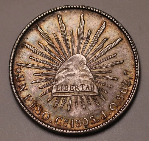 1903 Cn JQ Mexico 1 Peso Silver Coin KM#409 gEF