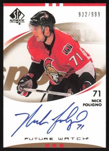 2007-08 SP Authentic Future Watch Auto Rookie #235 Nick Foligno /999 Senators