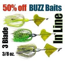 ZONE IN-LINE 3 BLADE Buzz Baits 3/8 Oz. 50%! Off Intro Offer!