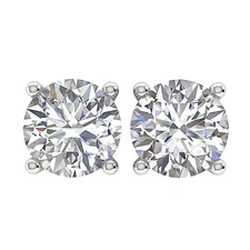 VS1 G 1 Carat Genuine Solitaire Diamond Stud Earrings 14K Solid Gold 4 Prong Set