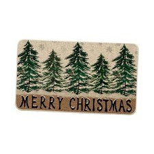 Xmas Tree Merry Christmas Doormat, Winter Home Decor Low-Profile Switch Rug