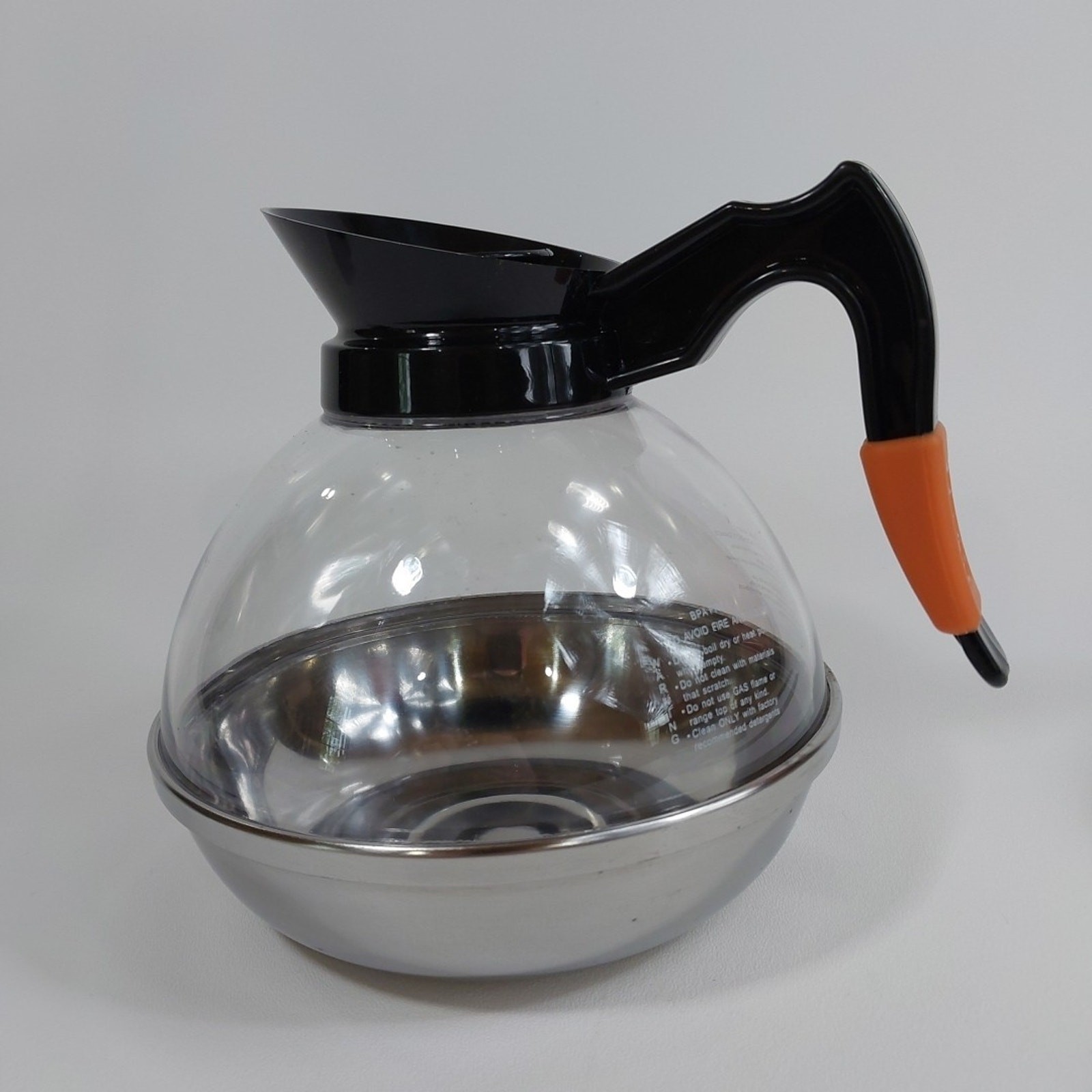 Daily Chef plastic Coffee carafe with Steel Base and Removable Decaf Label