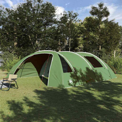 Tunnelzelt 6 Personen grün/weiß 700x590x215cm 185T Polyester PU-beschichtete VerandaXL