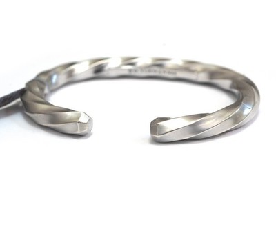 DAVID YURMAN Men's 8mm Cable Edge Cuff Bracelet Recycled Sterling Silver Med New