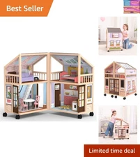 So Darling Modern Wooden Dollhouse on Wheels: 29 Accessories for Imagination