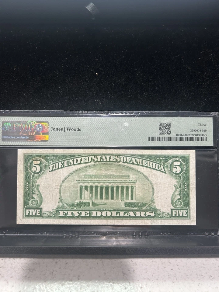 SASA 1929 Lyons Kansas $5 Chandler National Bank Pmg Vf30 - Image 2 of 2