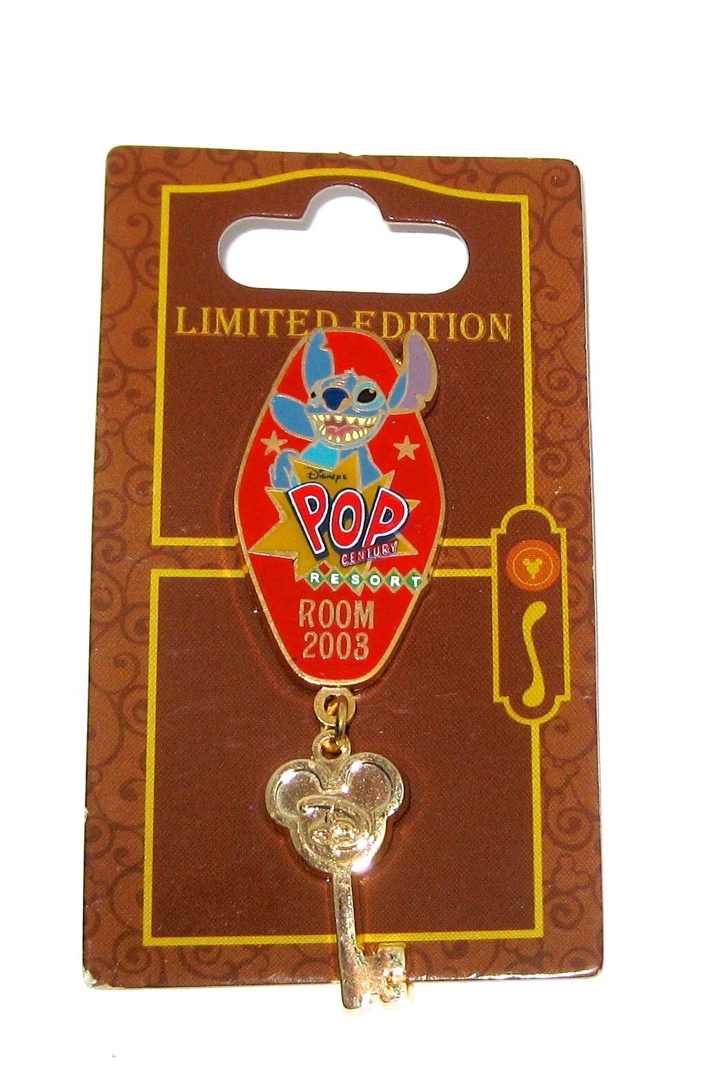 LE Disney Pin Stitch Resort Room Key Pop Century Retro Iconic Dangle RARE 2009