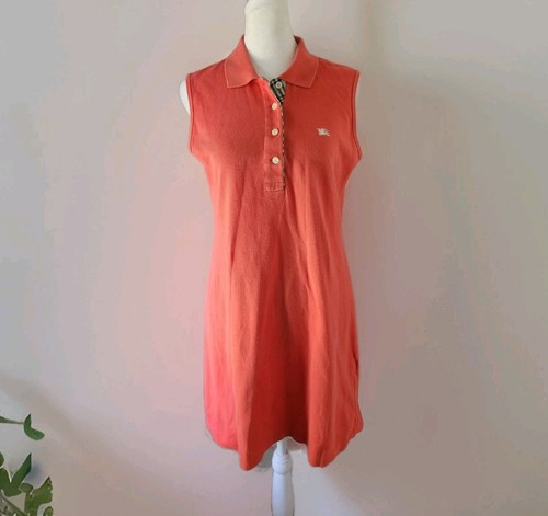 Burberry London Sleeveless Mini Polo Dress Embroidered Logo Check Lining Size 42