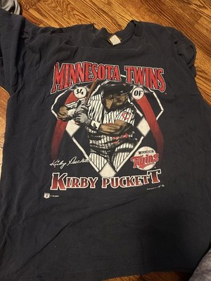 Vintage Kirby Puckett  double sided nutmeg shirt Made In USA